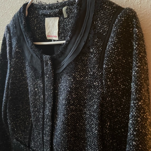 Rebecca Taylor Tweed Blazer with Lace and Detailed Piping, Rouched back - Picture 3 of 10